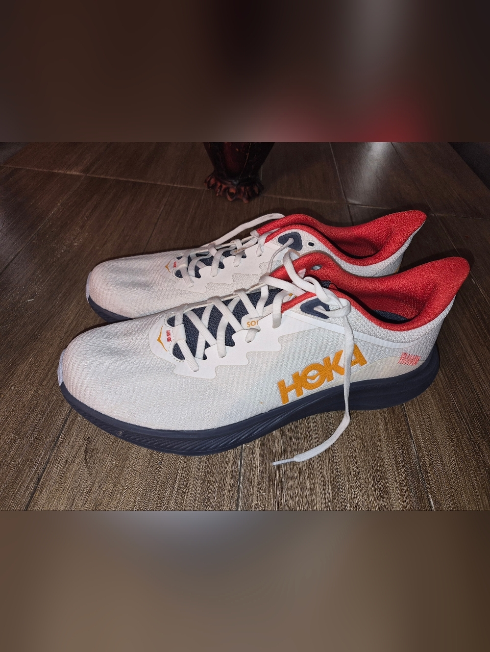 Hoka Men's White Navy Orange Running Shoes